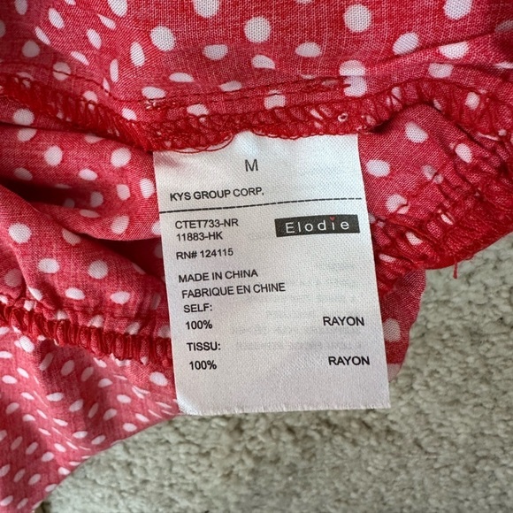 Elodie Women’s Medium Top Red White Vintage Look 1950’s cut Polka Dots - Picture 9 of 11